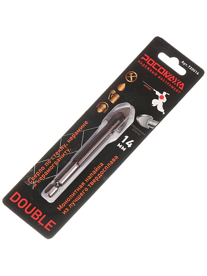 Сверло по керамограниту, керамике и стеклу, Росомаха, диаметр 14х90 мм, шестигранник, 720014