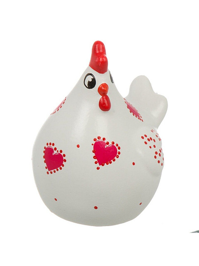 Фигурка декоративная гипс, Курица большая гладкая, 10.8х13.3х14.5 см, с декором, белая, Evis, 28 3102 0971