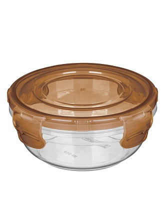 Контейнер пищевой пластик, 0.4 л, 13.2х13.2х6.4 см, коричневый, круглый, IDIland, Lock, 231111940/00