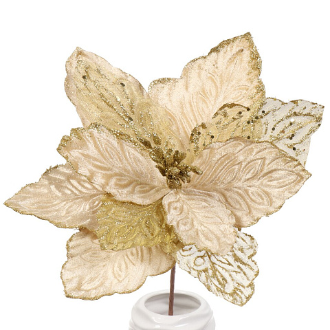 Цветок искусственный декоративный 50 см, шампань, Пуансеттия, Y4-4179