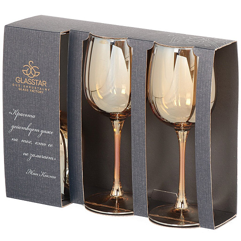 Бокал для вина, 420 мл, стекло, 3 шт, Glasstar, Радуга мед, RNH_8166_11