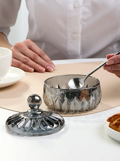 Сахарница 290 мл, стекло, 10.7х10.7 см, графит, Лотос, Y4-5379