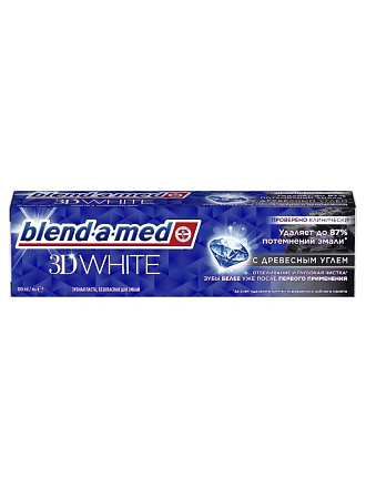 Зубная паста Blend-a-med, 3D White Отбеливание и глубокая чистка с древесным углем, 100 мл