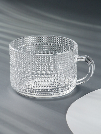 Кружка стекло, 380 мл, с рельефным узором, Millimi, 806-176