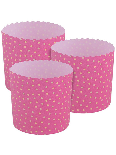 Форма для выпечки куличей бумага, 3 шт, 9х9 см, круглая, пасхальные, Мультидом, Горошек, МТ8-236