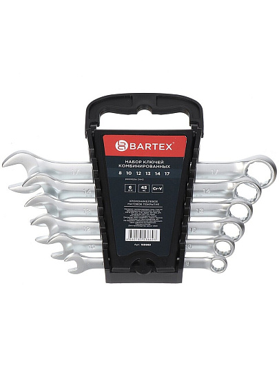 Набор ключей комбинированный, М60, 6 предметов, Bartex, 8-17 мм, матовый, CrV сталь, М60
