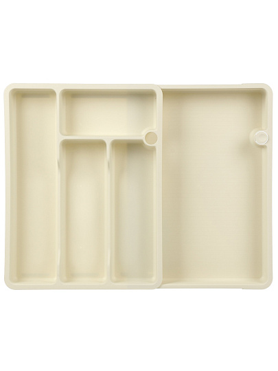 Лоток для столовых приборов раздвижной, светло-серый, Бытпласт, Phibo, 43423183051