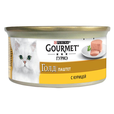 Корм для животных Gourmet, 85 г, для взрослых кошек, паштет, курица, 0042005087