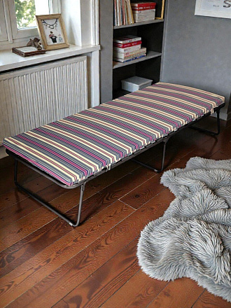 Раскладушка 194х79х41 см, 120 кг, Верона, мягкая, сталь, ламели, матрас в комплекте, поролон, в ассортименте