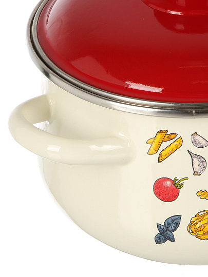Кастрюля эмалированная сталь, 2 л, крышка сталь, коническая, Appetite, Pasta Italian, 1с45я, индукция