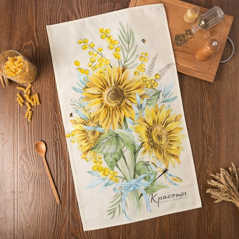 Полотенце «Этель» Солнечные цветы 40х73 см, 100% хлопок, саржа 190 г/м2, 4645832