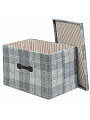 Кофр для хранения, 1 секция, с крышкой, складной, 38х27х27 см, нетканое полотно, с ручкой, с крышкой, темно-серый, Клетка, Y4-7836 - фото 3