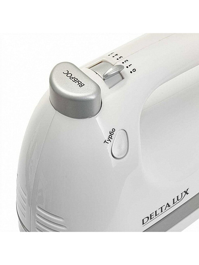 Миксер ручной, Delta Lux, DE-7705, 700 Вт, 5 скоростей, 4 насадки, белый