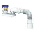 Сифон для мойки, 4&amp;quot;х40, с выпуском, с переливом, прямоугольный перелив, с отводом, Unicorn, В430V