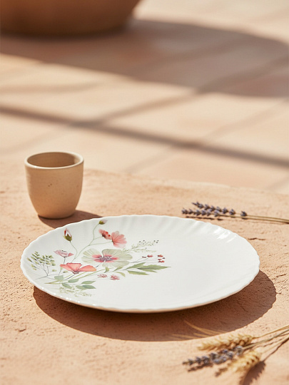 Тарелка десертная, стеклокерамика, 19 см, фигурная, Сухоцветы, МФК, MFK21179