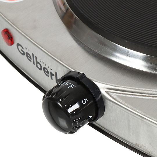 Плита электрическая Gelberk, GL-115, 1500 Вт, 1 конфорка, диск, нержавеющая сталь, механическая, переключатель поворотный