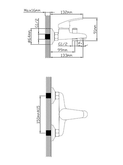 Смеситель для ванны, Cronwil, короткий излив, с картриджем, CP036-30