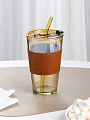 Стакан 400 мл, стекло, Amber, с трубочкой, B060522 - фото 2