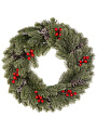 Венок рождественский 50 см, с ягодами и шишками, SYHHA-0823035 - фото 2