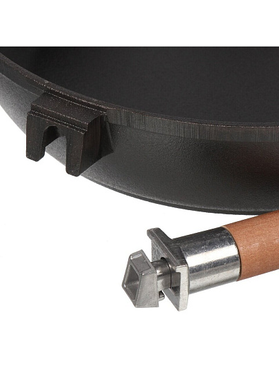 Сковорода чугун, 28 см, Гардарика, съемная ручка, с деревянной ручкой, высокий борт, индукция, 0328