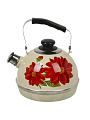 Чайник сталь, эмалированное покрытие, 3.5 л, со свистком, подвижная ручка, Рубин, Лера, слоновая кость, TM04/35/04/09