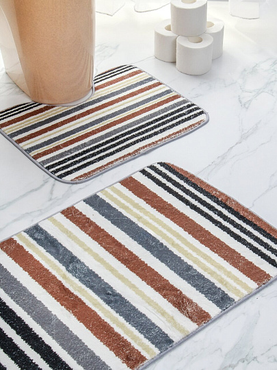 Коврик для ванной и туалета, 0.5х0.8 м, микрофиб, полосатый, Y4-9950