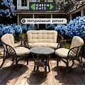 Мебель садовая Green Days, Мальдивы, кофейная, стол, 55х55х56 см, 2 кресла, 1 диван, подушка бежевая, 110 кг, 114х73х65 см, IND12