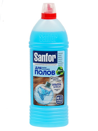 Средство для мытья полов Sanfor, Ультра блеск, Свежесть СПА, 1 л, универсальный, 29710