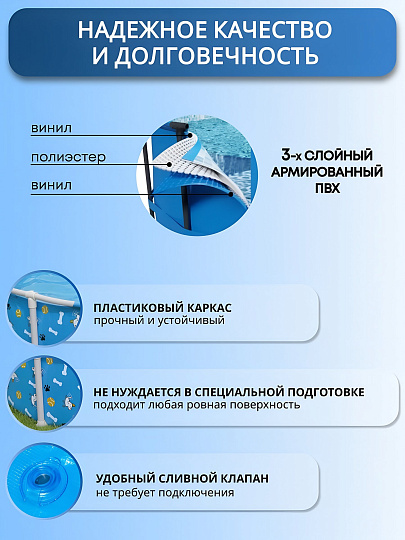 Бассейн каркасный Bestway, 120х30.5 см, 561KM, 292 л, для игр с домашними животными