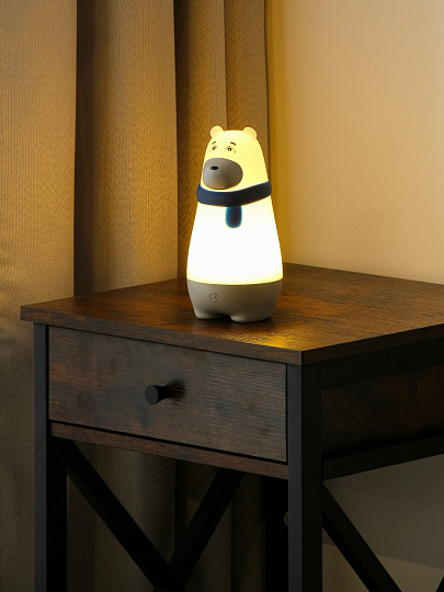 Светильник-ночник JazzWay, Мишка, настольный, пластик, 4.1 Вт, с выключателем, 3000К, синий, 5061248