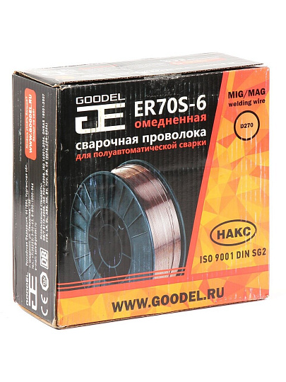 Проволока сварочная Goodel, ER70S-6, с омедненной поверхностью, в катушке, диаметр 1.2 мм, 15 кг, С70D27012W