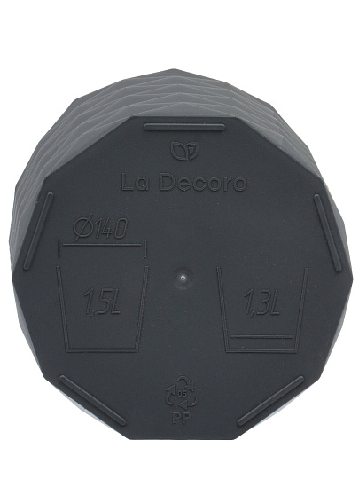 Кашпо пластик, 1.5 л, 14х13 см, серое, La Decoro, Диамант, КШ-3532