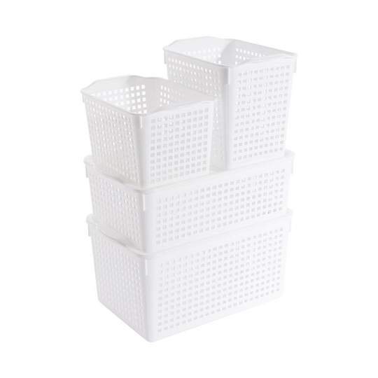 Корзина для хранения, 2 л, 20х13.5х12 см, прямоугольная, пластик, белая, Violet, Лофт, 641006