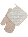 Набор кухонный 2 шт, варежка 30х17 см, прихватка 20х20 см, 100% полиэстер, бежевый, B180063 - фото 4