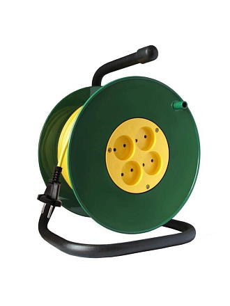 Удлинитель на катушке, 4 гнезда, 20 м, ПВС, 2х0.75 мм², без заземления, пластик, Союз, 481S-3102