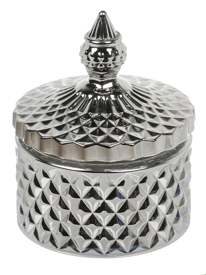 Свеча воск, в стеклянной банке, 8х10 см, 100гр, серебро, Шейх