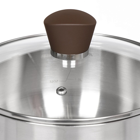 Набор посуды нержавеющая сталь, 6 предметов, кастрюли 2.8,4.8 л, ковш 1.4 л, индукция, Daniks, Бруно, SD-A95-6