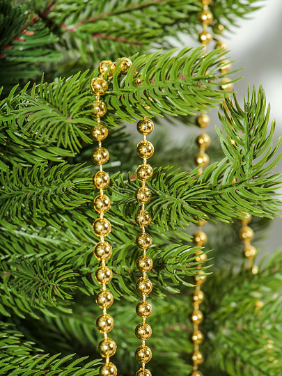 Бусы новогодние пластик, 0.8х500 см, круглые, золотые, SY18ZL-81 G