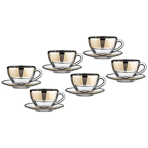 Набор чайный стекло, 12 предметов, на 6 персон, 250 мл, Lefard, Луиз, 194-361