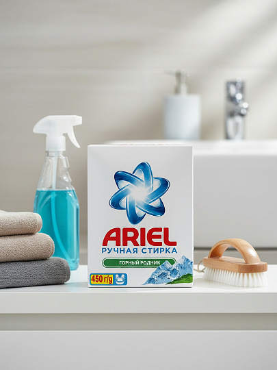 Стиральный порошок Ariel, 0.45 кг, ручной, для белого белья, Горный родник