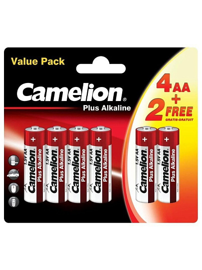 Батарейка Camelion, АА (LR6, 15A), Plus Alkaline, щелочная, 1.5 В, блистер, 4+2 шт, 15308