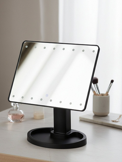 Зеркало настольное, 22.5x17 см, прямоугольное, с подсветкой, Y4-11338