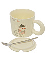 Кружка фарфор, 380 мл, Веселые коты, с крышкой, с ложкой, B060830 - фото 5