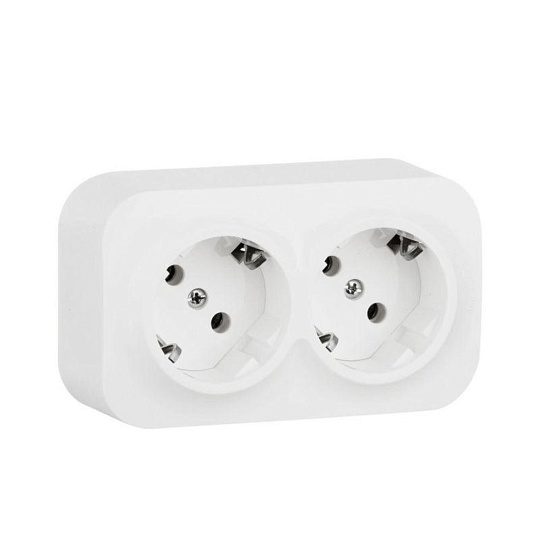 Розетка 2-м ОП Quteo 16А IP20 250В 2х2P+E с заземл. без защ. шторок бел. Leg 782213