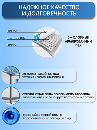 Бассейн каркасный Bestway, 366х122 см, Steel Pro Max, 56420BW, фильтр-насос, лестница, тент, 10250 л, ремкомплект