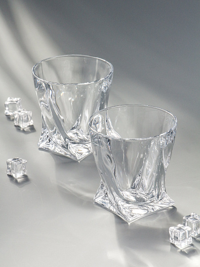 Стакан для виски 340 мл, стекло, 2 шт, Bohemia, Quadro, 9K7/2K936/0/99A44/340-269