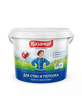Краска водно-дисперсионная, Казачка, W-3, акриловая, интерьерная, матовая, 2.7 кг