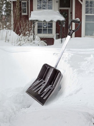 Лопата для снега поликарбонат, 345х260х650 мм, черенок алюминиевый, тулейка 32 мм, в ассортименте, Альтернатива, Авто, М3496