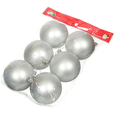 Елочный шар 6 шт, серебряный, 6 см, пластик, матовый, SY16-20