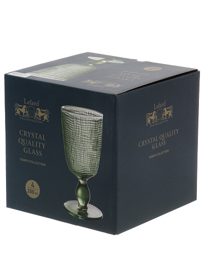 Бокал для вина, 280 мл, стекло, 4 шт, Lefard, Tempo Green, 355-390